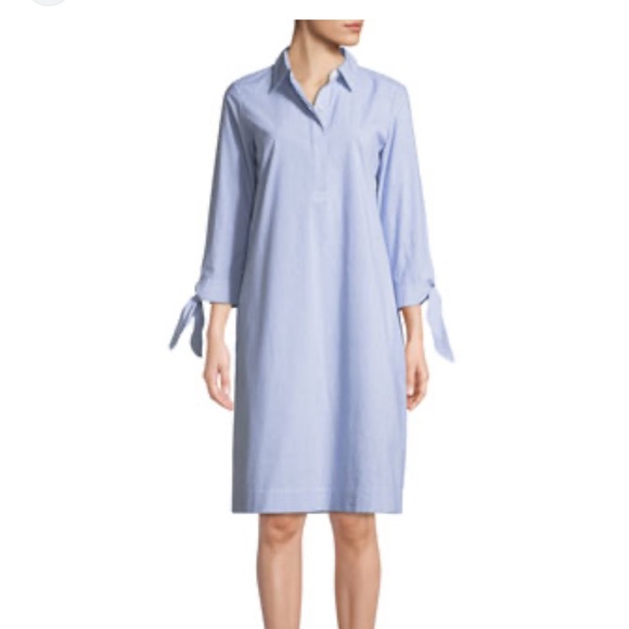Lafayette 148 100% Cotton Talia Sartorial Stripe Shirt Dress - Picture 1 of 13